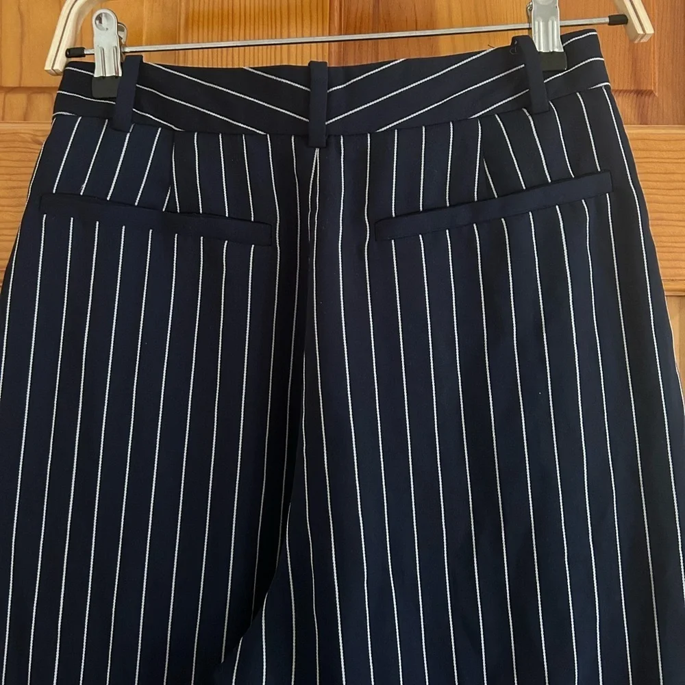 Aritzia Babaton Modesto Dark Blue Pinstripe High Waisted Cropped Pants - Picture 6 of 7